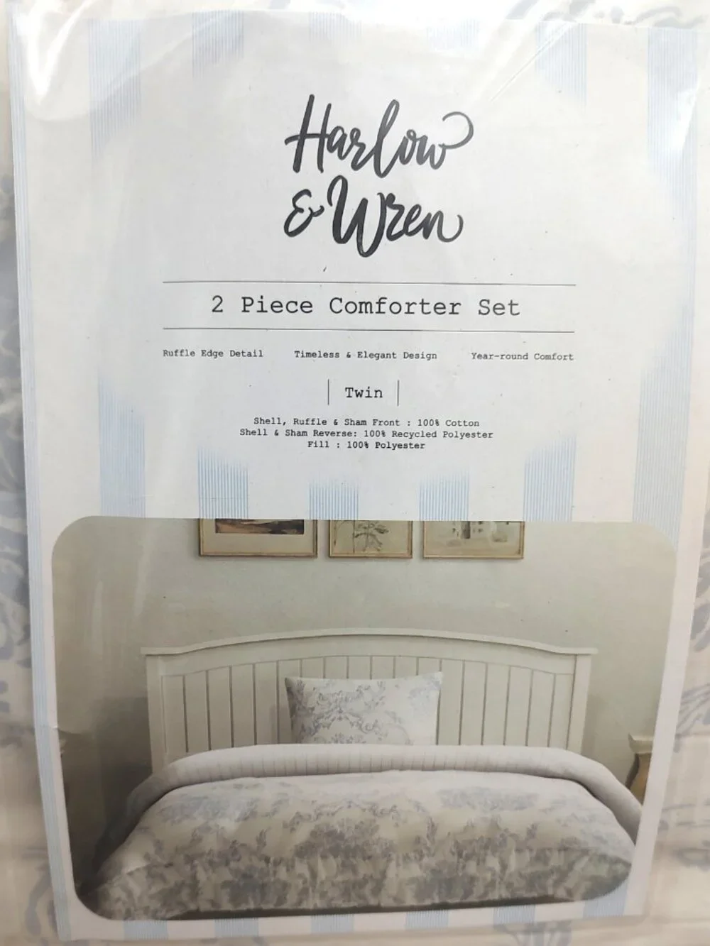 LPN - Harlow & Wren Twin Ruffle Comforter Set - Blue Floral